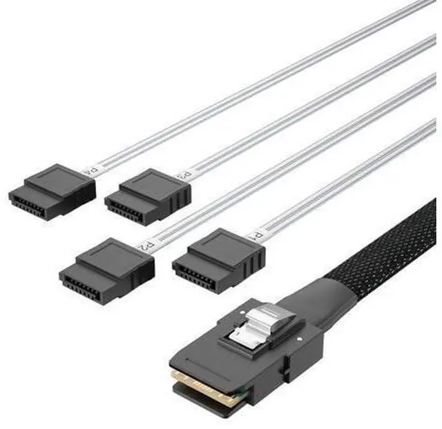 Alt view image 2 of 7 - MiniSAS SFF-8087 Fan-Out Cable Breakout to 4xSATA, 6Gbps High-Speed Cable for RAID Controllers, Servers & Storage Enclosures, 0.75~0.8m(2.46~2.62ft)