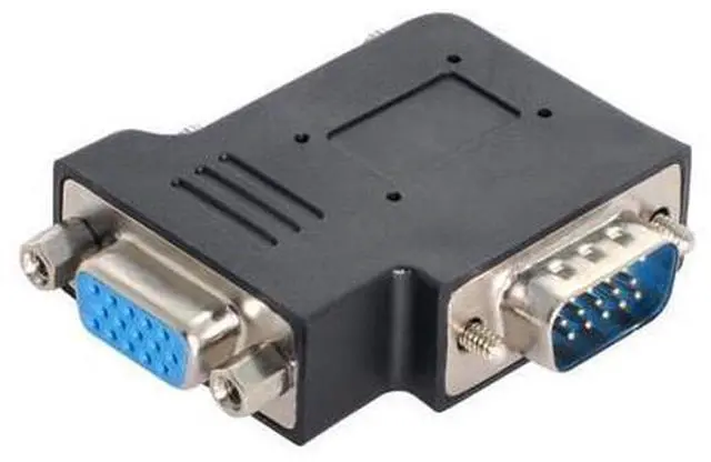 Main image of Vertical Flat Right Angled 90 Degree VGA SVGA Male to Female Extension Adapter BK