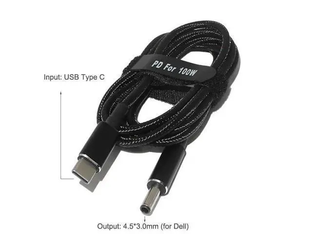 Alt view image 2 of 7 - USB C to Slim Laptop Charging Cable Adapter Male Type C to DC Converter 6.5ft 100W PD Power Charger Supply Cord for D-ELL Vostro 12 17 11 XPS 14 3000 7000 5000 13 15 Inspiron (4.5 x 3.0mm for D-ELL)