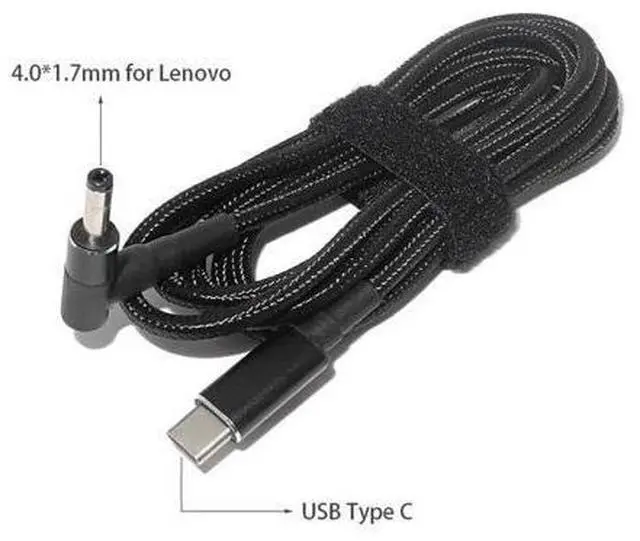 Alt view image 2 of 7 - USB C to Slim Laptop Charging Adapter Male Type C to DC 6.5ft Cable 100W PD Power Charger Supply Cord Compatible with LEN-OVO Yoga 510, Ideapad 710S, Flex 4-1480, P/N: 5A10K78761 (size 4.0 x 1.7mm)