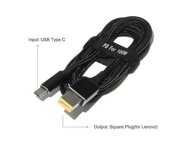 Alt view image 2 of 7 - USB C to Slim Laptop Charging Adapter Male Type C to DC 6.5ft Cable 100W PD Power Charger Supply Cord Compatible with LEN-OVO Yoga Ideapad Legion T470s T460s T450 T450s ThinkPad X1 (Square ThinkPad)
