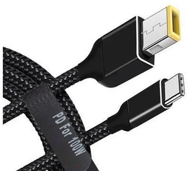 Main image of USB C to Slim Laptop Charging Adapter Male Type C to DC 6.5ft Cable 100W PD Power Charger Supply Cord Compatible with LEN-OVO Yoga Ideapad Legion T470s T460s T450 T450s ThinkPad X1 (Square ThinkPad)