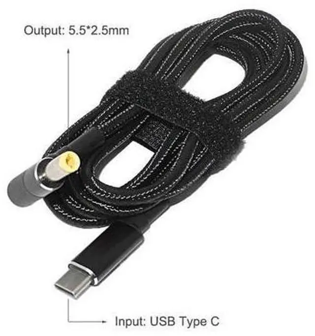 Alt view image 2 of 7 - USB C to Slim Laptop Charging Cable Adapter Male Type C to DC Converter 6.5ft 100W PD Power Charger Supply Cord for Levono Toshiba Asus K55A K55N K501UX K53E G360 G450 G455 (5.5 x 2.5mm for Generic)