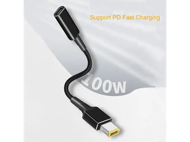 Alt view image 3 of 7 - USB C to Slim Laptop Charging Adapter Female Type C to DC 0.8ft Cable 100W PD Power Charger Supply Cord Compatible with LEN-OVO Yoga Ideapad Legion T470s T470 T460s T450 ThinkPad X1 (Square ThinkPad)