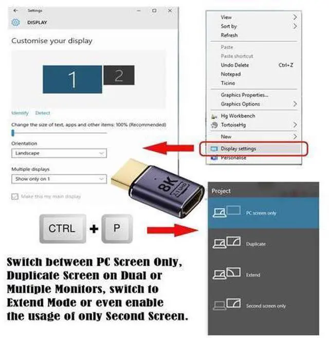 Alt view image 7 of 7 - HDMI Male to HDMI 2.1 Female UHD Extension Gold Converter Adapter Support 8K 60hz HDTV