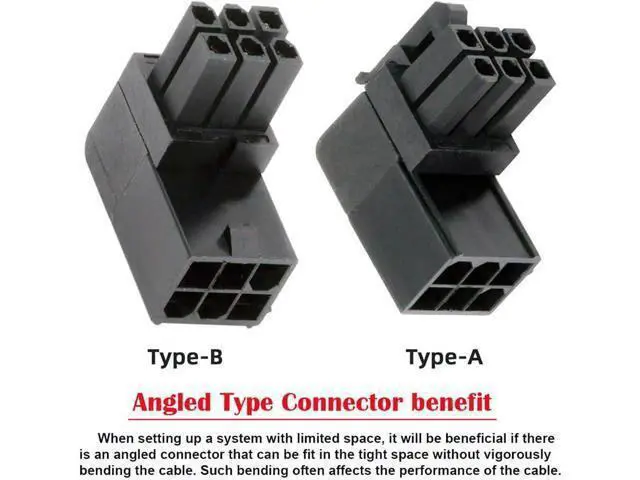 Alt view image 2 of 7 - 2pcs/lot ATX 6Pin Male to Female 90 Degree Up Down Angled Power Header Adapter for GPU Graphics Card
