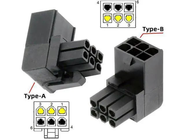 Alt view image 7 of 7 - 2pcs/lot ATX 6Pin Male to Female 90 Degree Up Down Angled Power Header Adapter for GPU Graphics Card