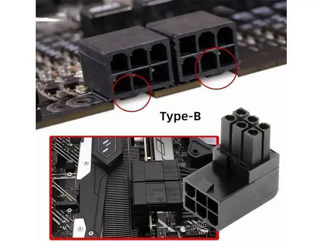 Alt view image 6 of 7 - 2pcs/lot ATX 6Pin Male to Female 90 Degree Up Down Angled Power Header Adapter for GPU Graphics Card