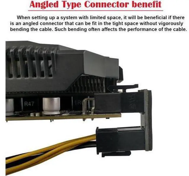 Alt view image 2 of 7 - ATX 8Pin Female to 8pin Male 180 Degree Angled Power Adapter for Desktops Graphics Card