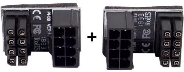 Alt view image 6 of 7 - ATX 8Pin Female to 8pin Male 180 Degree Angled Power Adapter for Desktops Graphics Card
