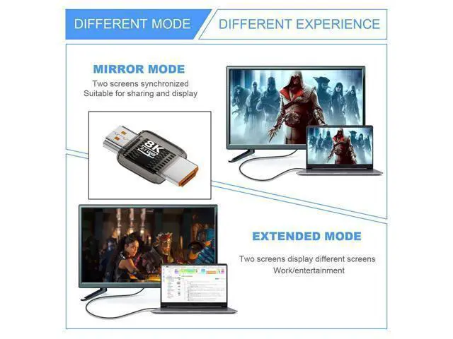 Alt view image 7 of 7 - HDMI Male to HDMI 2.1 Male UHD Extension Adapter Extender Transparent with Smart LED Light Support 8K 60hz HDTV
