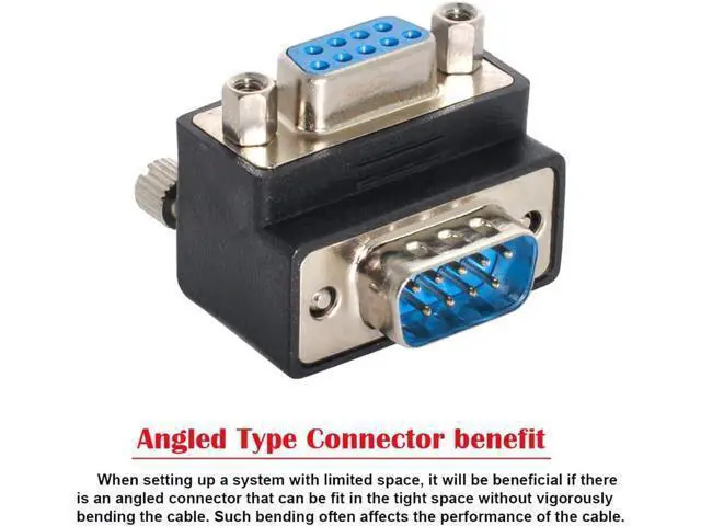 Alt view image 4 of 7 - Up Angled 90 Degree RS232 D-Sub 9Pin Male Screw Type to Female Nut Type Extension Adapter