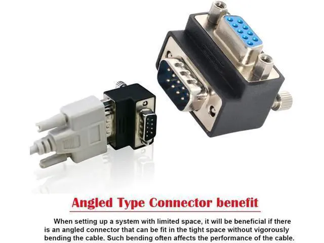 Alt view image 6 of 7 - Up Angled 90 Degree RS232 D-Sub 9Pin Male Screw Type to Female Nut Type Extension Adapter