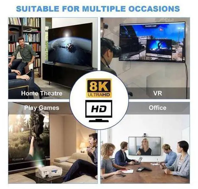 Alt view image 3 of 7 - HDMI Male to HDMI 2.1 Male UHD Extension Adapter Extender Transparent with Smart LED Light Support 8K 60hz HDTV