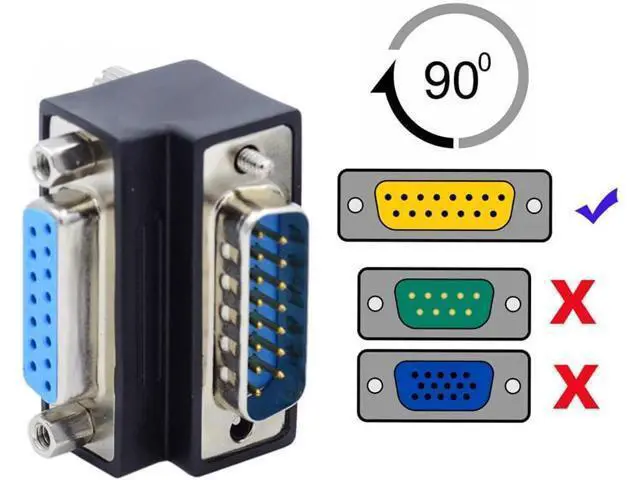 Alt view image 3 of 7 - Up 90 Degree Angled DSUB D-subminiature 15pin Male to Female Extension Adapter DB Connector