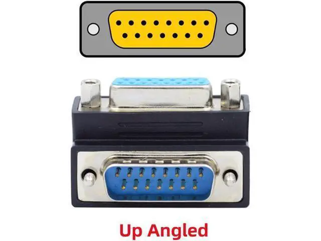 Alt view image 4 of 7 - Up 90 Degree Angled DSUB D-subminiature 15pin Male to Female Extension Adapter DB Connector