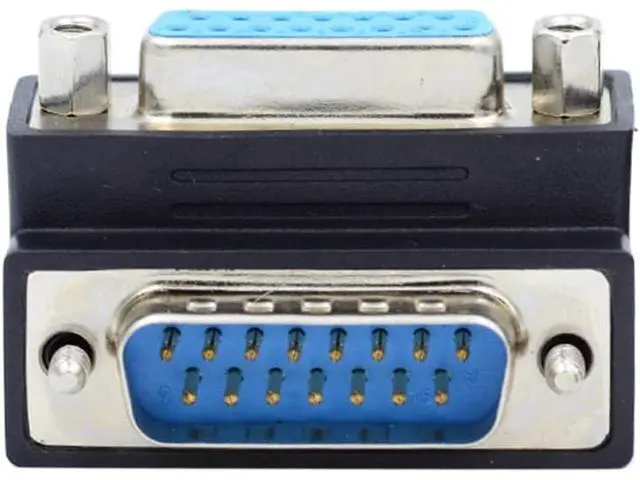 Alt view image 5 of 7 - Up 90 Degree Angled DSUB D-subminiature 15pin Male to Female Extension Adapter DB Connector