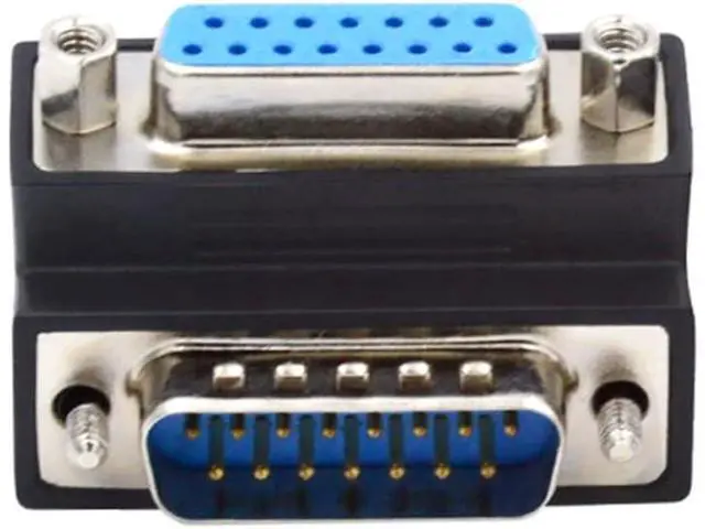 Alt view image 7 of 7 - Up 90 Degree Angled DSUB D-subminiature 15pin Male to Female Extension Adapter DB Connector