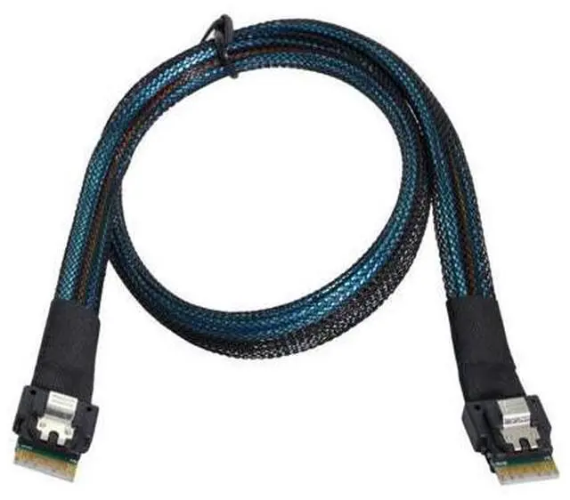 Main image of SFF-8654 Male to SFF-8654 Male PCI-E Slimline SAS 4.0 SFF-8654 4i 38 Pin Host to SFF-8654 Slim SAS Target Cable 50cm