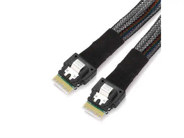 Alt view image 6 of 7 - SFF-8654 Male to SFF-8654 Male PCI-E Slimline SAS 4.0 SFF-8654 4i 38 Pin Host to SFF-8654 Slim SAS Target Cable 50cm