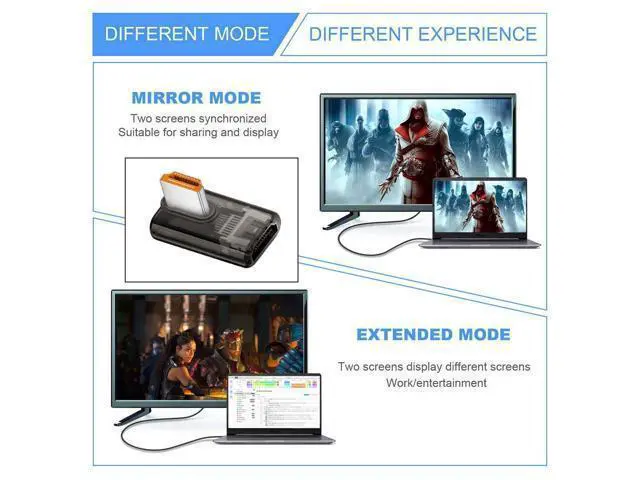 Alt view image 6 of 7 - Right Angled 90 Degree Low Profile HDMI Male to HDMI 2.1 Female UHD Extension Adapter Extender Transparent with Smart LED 8K 60hz HDTV