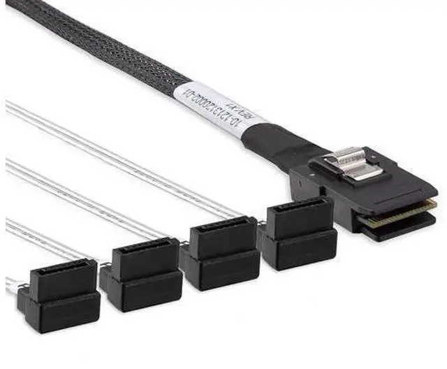 Main image of MiniSAS SFF-8087 Fan-Out Cable Breakout to 4xSATA, 6Gbps High-Speed Cable for RAID Controllers, Servers & Storage Enclosures, SATA Right Angle, 0.5-m(1.6ft)