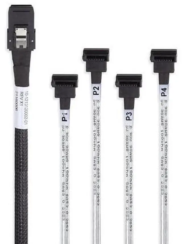 Alt view image 2 of 7 - MiniSAS SFF-8087 Fan-Out Cable Breakout to 4xSATA, 6Gbps High-Speed Cable for RAID Controllers, Servers & Storage Enclosures, SATA Right Angle, 0.5-m(1.6ft)