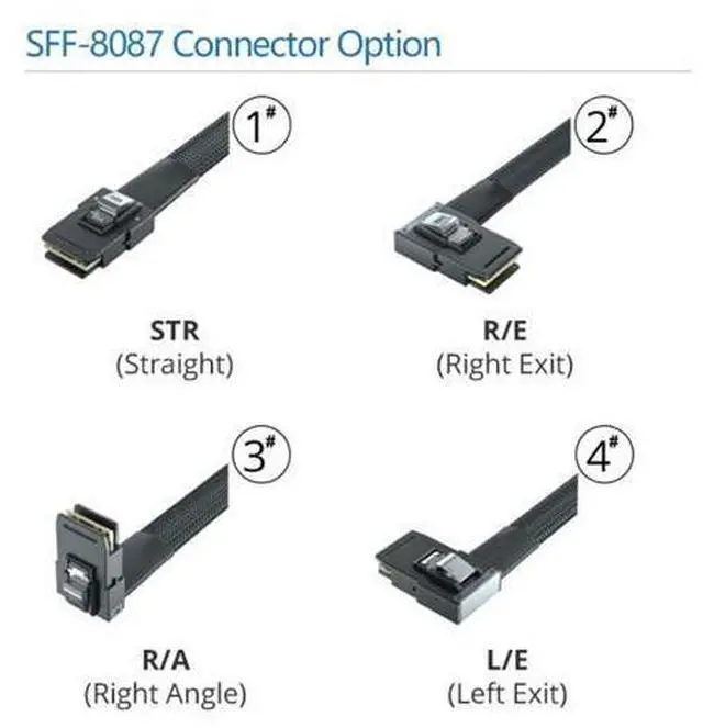 Alt view image 6 of 7 - MiniSAS SFF-8087 Fan-Out Cable Breakout to 4xSATA, 6Gbps High-Speed Cable for RAID Controllers, Servers & Storage Enclosures, SATA Right Angle, 0.5-m(1.6ft)
