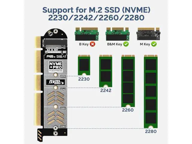 Alt view image 2 of 7 - NVMe PCIe 5.0/4.0/3.0 Adapter NVMe M.2 SSD to PCIe X4/X8/X16 Card with Aluminum Heat Sink M.2 to PCI-Express SSD Expansion Card Support 2230 2242 2260 2280 Max 4TB for Windows/Linux/Mac os