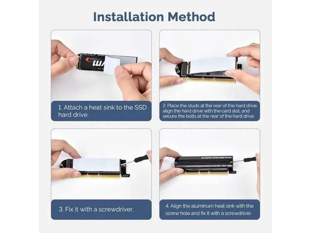 Alt view image 6 of 7 - NVMe PCIe 5.0/4.0/3.0 Adapter NVMe M.2 SSD to PCIe X4/X8/X16 Card with Aluminum Heat Sink M.2 to PCI-Express SSD Expansion Card Support 2230 2242 2260 2280 Max 4TB for Windows/Linux/Mac os