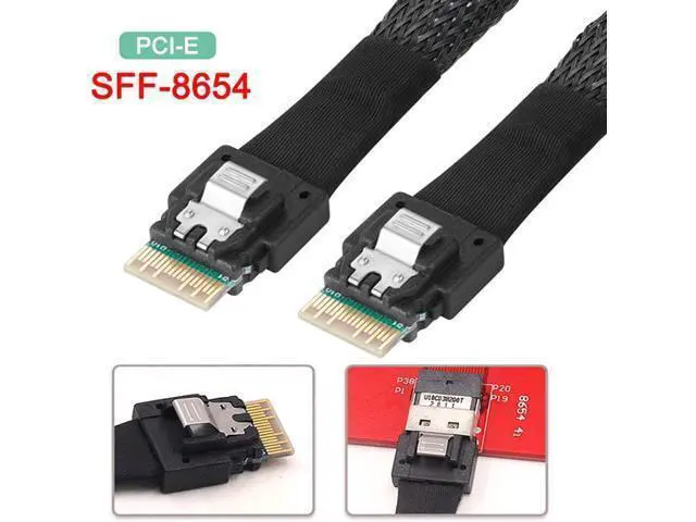 Alt view image 5 of 7 - PCI-E Slimline SAS 4.0 SFF-8654 4i 38pin Host to SFF-8654 Slim SAS Target Cable 40cm