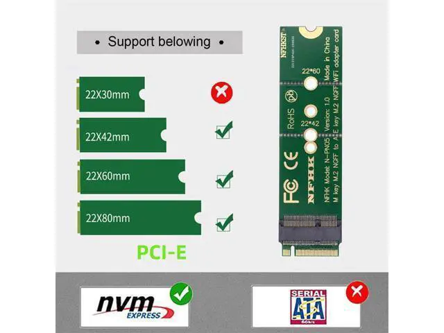 Alt view image 5 of 7 - WiFi Riser Card Key-E Wireless Networking Card to M.2 Key-M NVME SSD Adapter Compatible with Wifi6 WIFI7