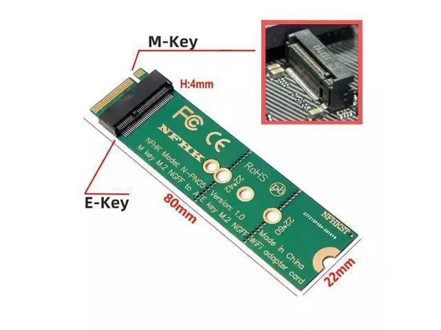 Alt view image 2 of 7 - WiFi Riser Card Key-E Wireless Networking Card to M.2 Key-M NVME SSD Adapter Compatible with Wifi6 WIFI7