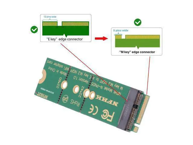 Alt view image 4 of 7 - WiFi Riser Card Key-E Wireless Networking Card to M.2 Key-M NVME SSD Adapter Compatible with Wifi6 WIFI7