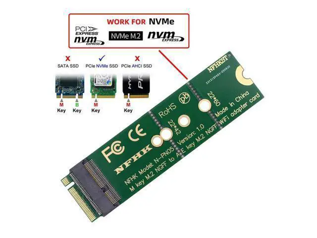 Alt view image 6 of 7 - WiFi Riser Card Key-E Wireless Networking Card to M.2 Key-M NVME SSD Adapter Compatible with Wifi6 WIFI7