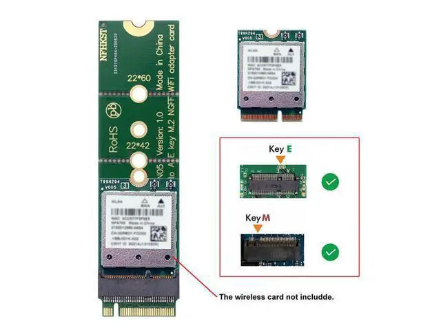 Alt view image 7 of 7 - WiFi Riser Card Key-E Wireless Networking Card to M.2 Key-M NVME SSD Adapter Compatible with Wifi6 WIFI7