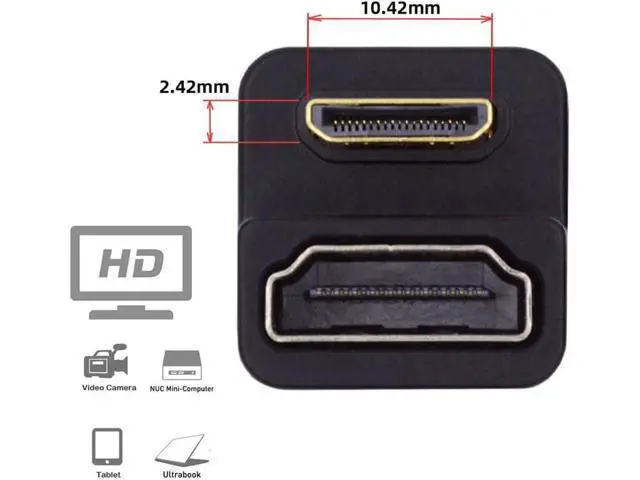 Alt view image 3 of 7 - 360 Degree Down Opposite U Shape Back Angled Mini HDMI 1.4 Male to HDMI Female Extension Adapter Converter
