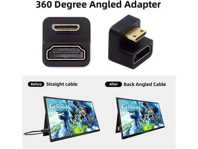 Alt view image 5 of 7 - 360 Degree Down Opposite U Shape Back Angled Mini HDMI 1.4 Male to HDMI Female Extension Adapter Converter