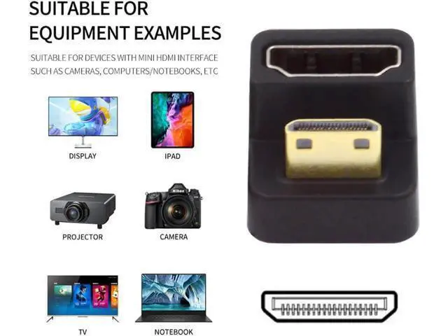 Alt view image 6 of 7 - 360 Degree Down Opposite U Shape Back Angled Mini HDMI 1.4 Male to HDMI Female Extension Adapter Converter