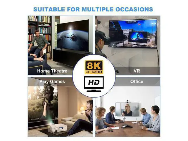 Alt view image 4 of 7 - HDMI Male to HDMI 2.1 Female Flat Horizontal 90 Degree Right Angled UHD Extension Adapter Support 8K 60hz HDTV