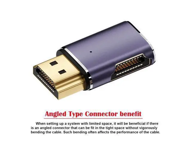 Alt view image 6 of 7 - HDMI Male to HDMI 2.1 Female Flat Horizontal 90 Degree Right Angled UHD Extension Adapter Support 8K 60hz HDTV