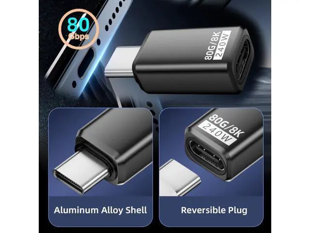 Alt view image 5 of 7 - USB5.0 80Gbps Male to Female Extension Adapter with 240W 16K 8K 5K Compatible with USB4.0 Thunderbolt3/4/5