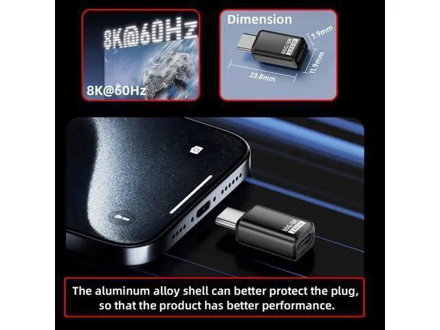 Alt view image 6 of 7 - USB5.0 80Gbps Male to Female Extension Adapter with 240W 16K 8K 5K Compatible with USB4.0 Thunderbolt3/4/5