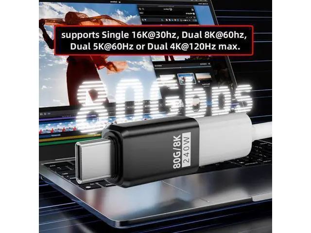 Alt view image 4 of 7 - USB5.0 80Gbps Male to Female Extension Adapter with 240W 16K 8K 5K Compatible with USB4.0 Thunderbolt3/4/5
