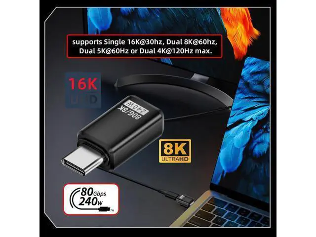 Alt view image 7 of 7 - USB5.0 80Gbps Male to Female Extension Adapter with 240W 16K 8K 5K Compatible with USB4.0 Thunderbolt3/4/5
