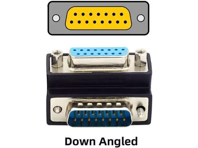 Alt view image 2 of 7 - Down 90 Degree Angled DSUB D-subminiature 15pin Male to Female Extension Adapter DB Connector