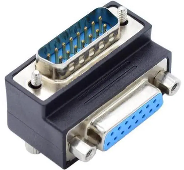 Main image of Down 90 Degree Angled DSUB D-subminiature 15pin Male to Female Extension Adapter DB Connector
