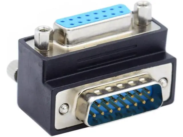 Alt view image 7 of 7 - Down 90 Degree Angled DSUB D-subminiature 15pin Male to Female Extension Adapter DB Connector