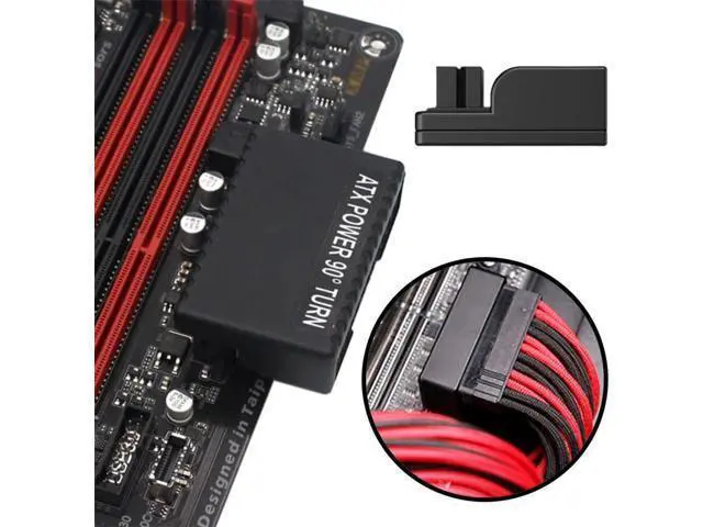 Alt view image 3 of 7 - Overmold ATX 24Pin Female to 24pin Male 90 Degree Power Adapter Mainboard Motherboard for Desktops PC Supply