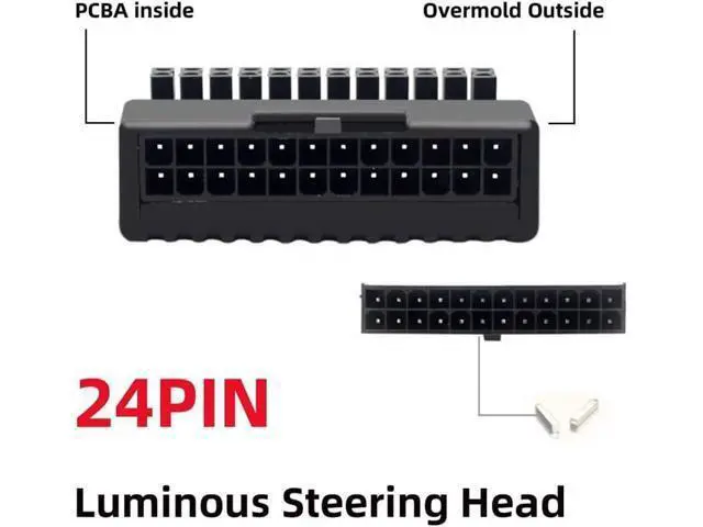 Alt view image 5 of 7 - Overmold ATX 24Pin Female to 24pin Male 90 Degree Power Adapter Mainboard Motherboard for Desktops PC Supply